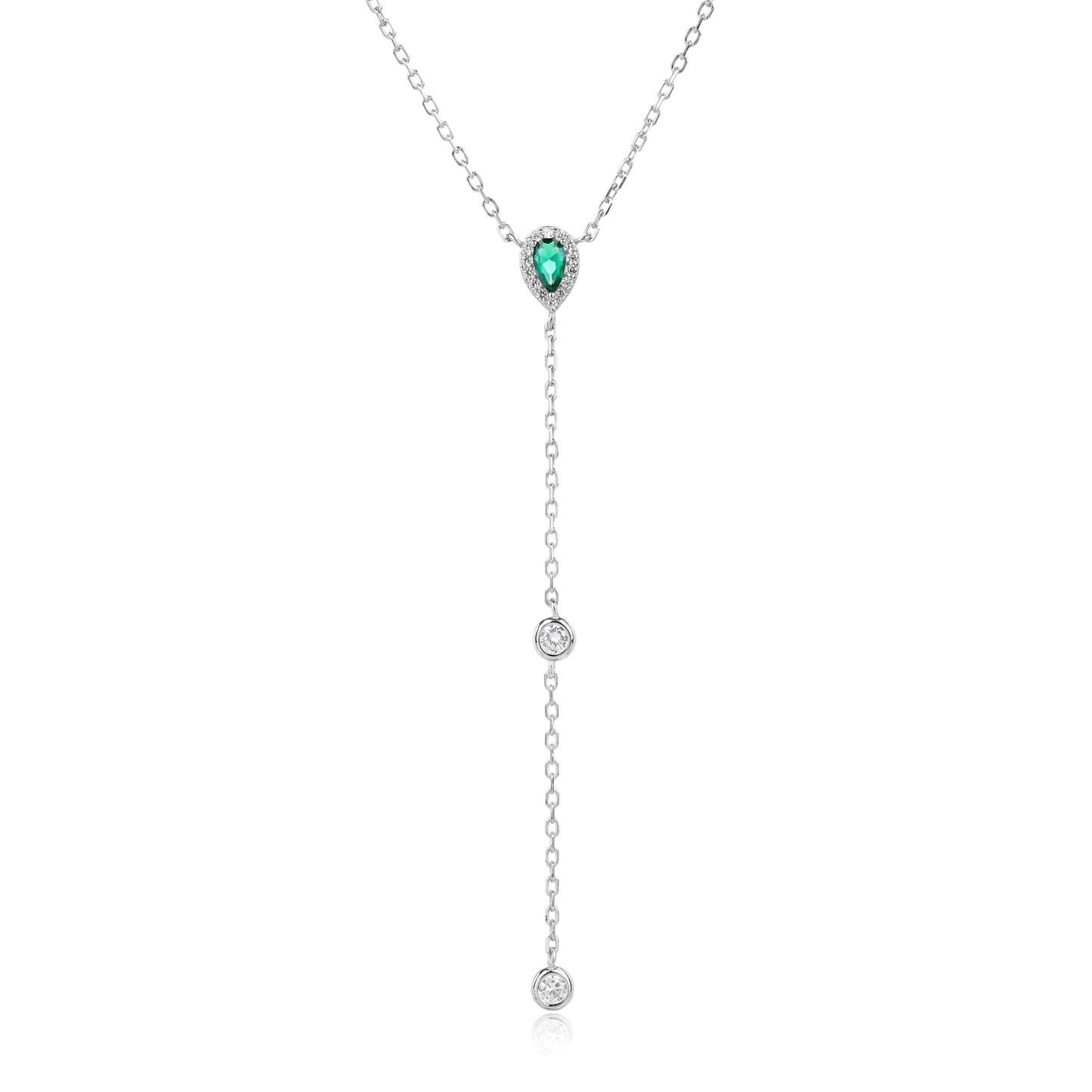 שרשרת נופלת משובצת ירוקה כסף 925 !BLING IT ON