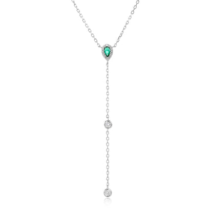 שרשרת נופלת משובצת ירוקה כסף 925 !BLING IT ON