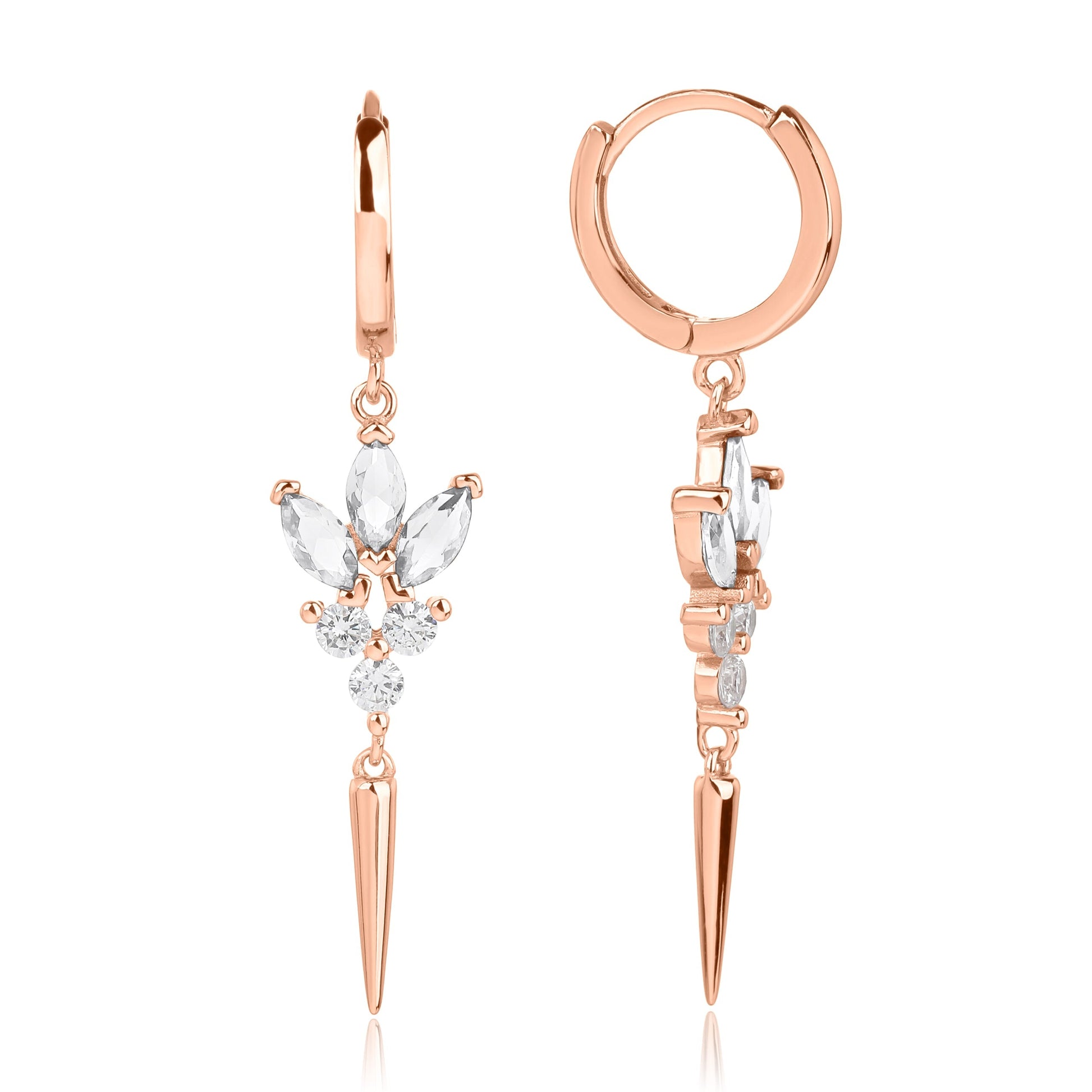 עגילי חישוק נופלים דמוי "פתית שלג" כסף 925 זהב אדום !BLING IT ON