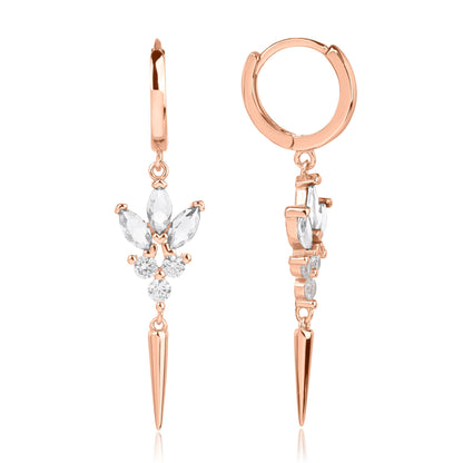 עגילי חישוק נופלים דמוי "פתית שלג" כסף 925 זהב אדום !BLING IT ON