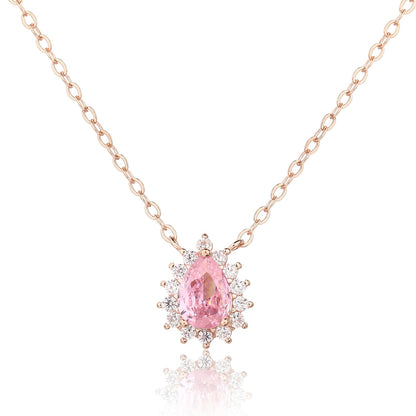 שרשרת אבן משובצת ורודה כסף 925 זהב אדום !BLING IT ON