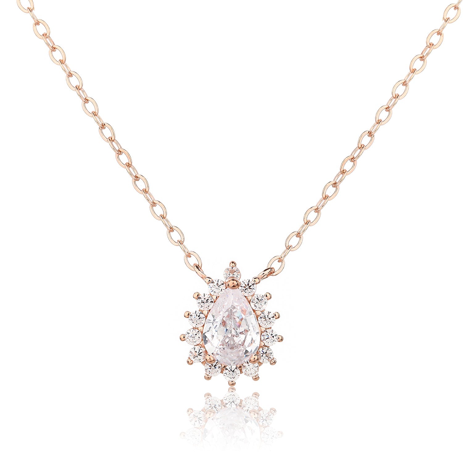 שרשרת אבן משובצת כסף 925 זהב אדום !BLING IT ON