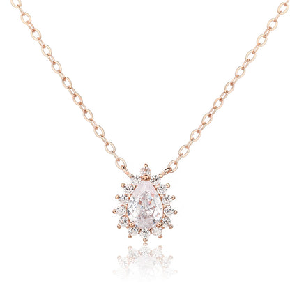 שרשרת אבן משובצת כסף 925 זהב אדום !BLING IT ON