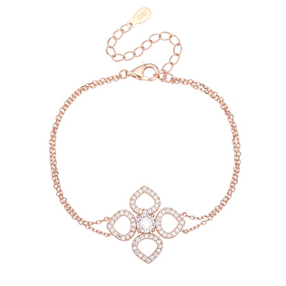 צמיד פרח משובץ כסף 925 זהב אדום !BLING IT ON