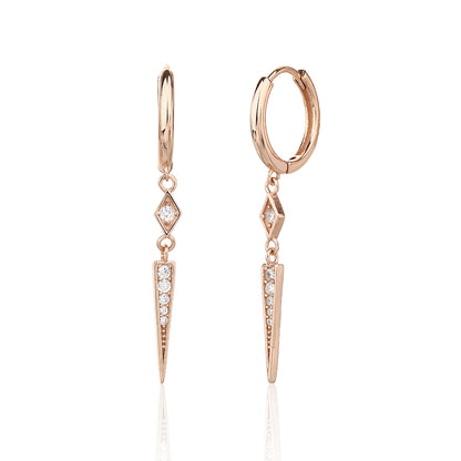 עגילי חישוק נופלים משובצים כסף 925 זהב אדום !BLING IT ON