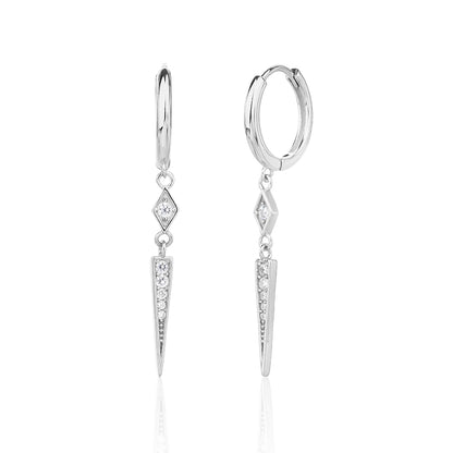 עגילי חישוק נופלים משובצים כסף 925 !BLING IT ON