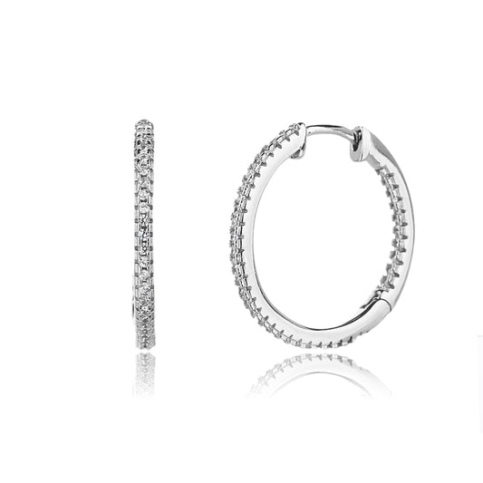 עגילי חישוק משובצים כסף 925