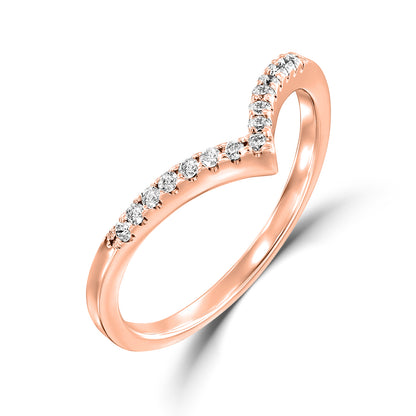 טבעת וי משובצת כסף 925 זהב אדום .ALWAYS ON