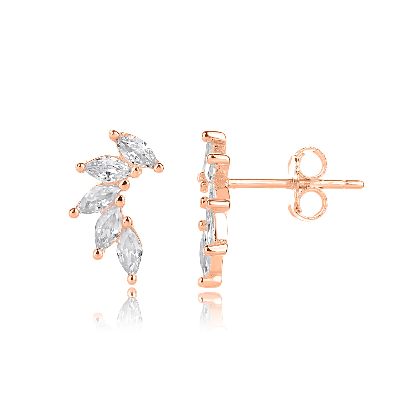 עגילים צמודים Pear Cut בציפוי זהב אדום