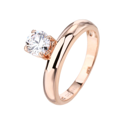 טבעת משובצת כסף 925 זהב אדום