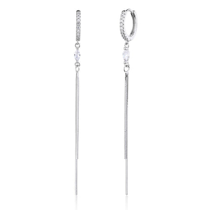 עגילי חישוק שרשרת נופלים כסף 925