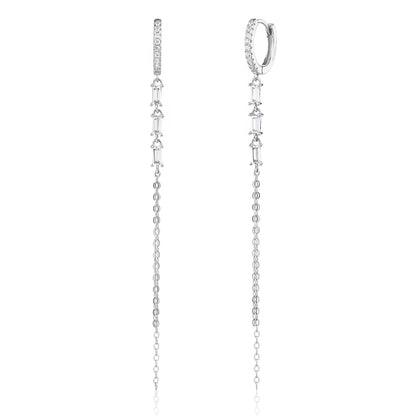 עגילי חישוק נופלים משובצים כסף 925