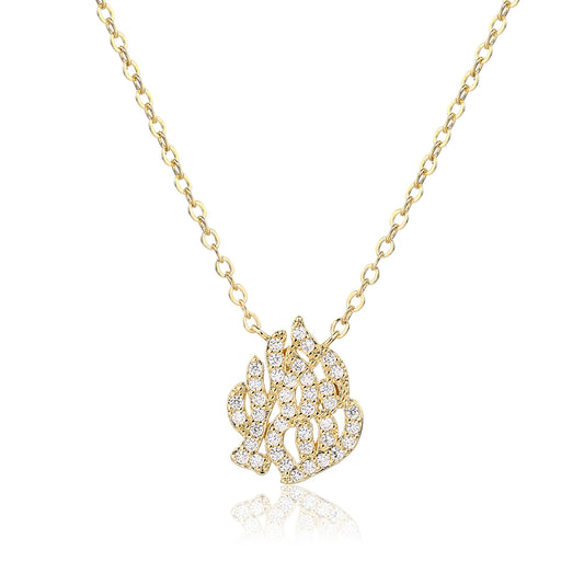 שרשרת תליון ״האש שלי״ משובץ בציפוי זהב