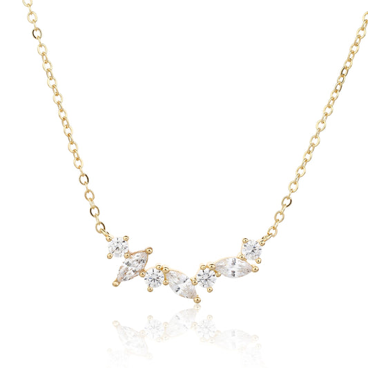 שרשרת משובצת חיתוכי Marquise בציפוי זהב