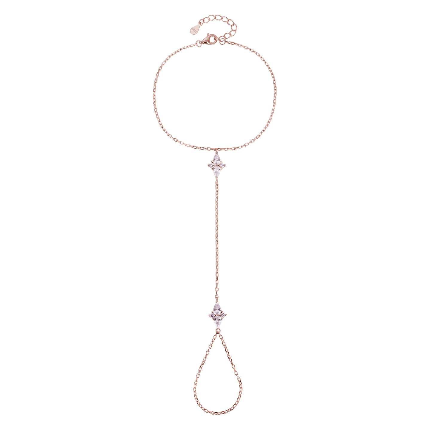 צמיד טבעת משובץ Pear cut בציפוי זהב אדום