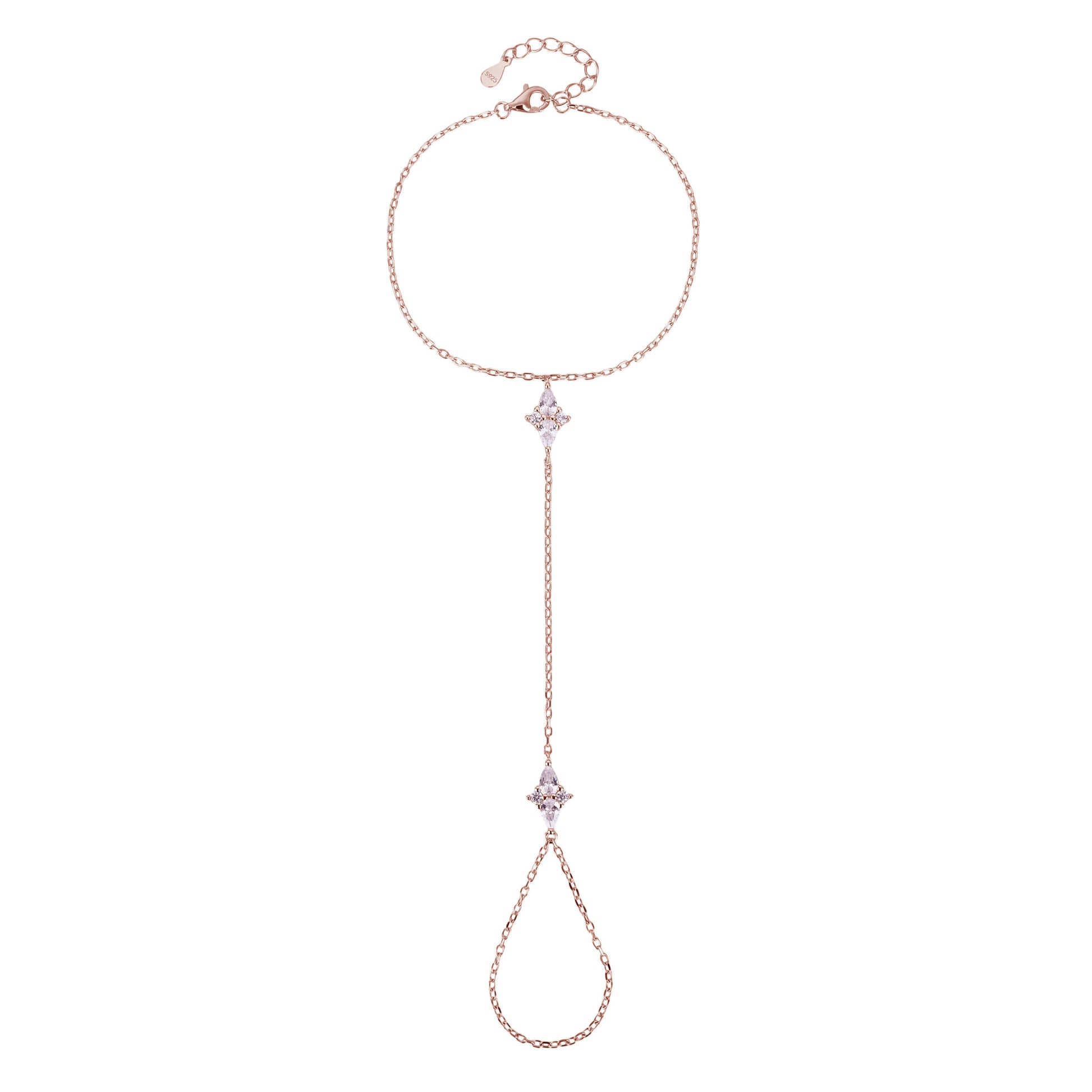 צמיד טבעת משובץ Pear cut בציפוי זהב אדום