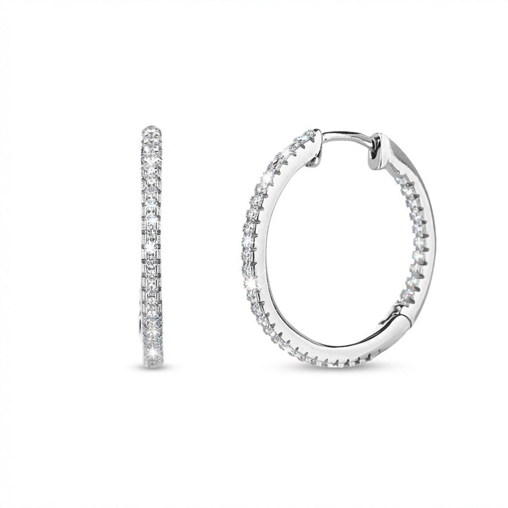 עגילי חישוק משובצים כסף 925