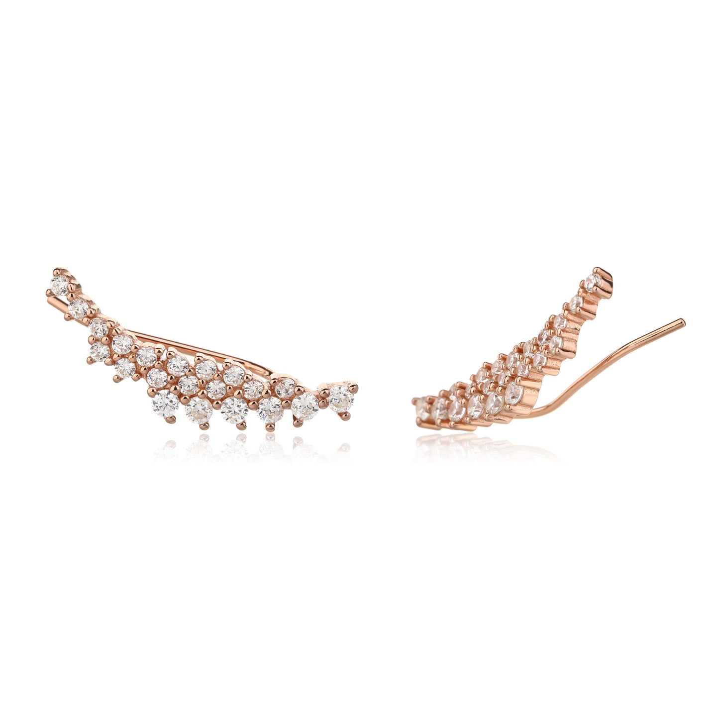 עגילים מטפסים משובצים בציפוי זהב אדום