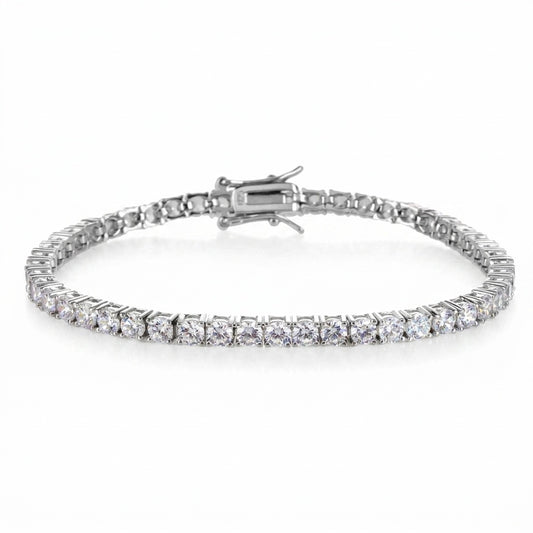 צמיד טניס 3 מ״מ Round Cut בציפוי רודיום Unisex