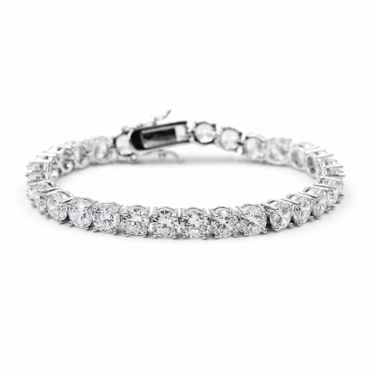 צמיד טניס 4 מ״מ Round Cut בציפוי רודיום Unisex
