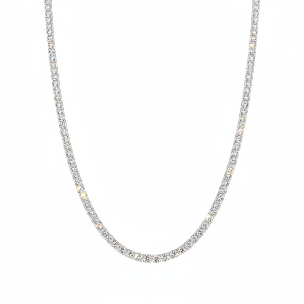 שרשרת טניס 3 מ״מ Round Cut בציפוי רודיום Unisex