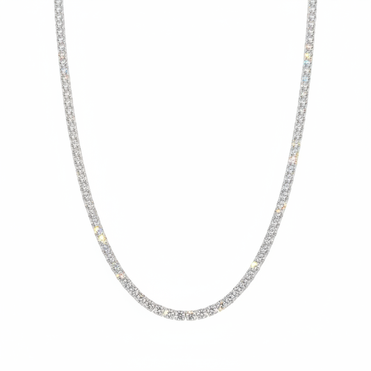 שרשרת טניס 3 מ״מ Round Cut בציפוי רודיום Unisex