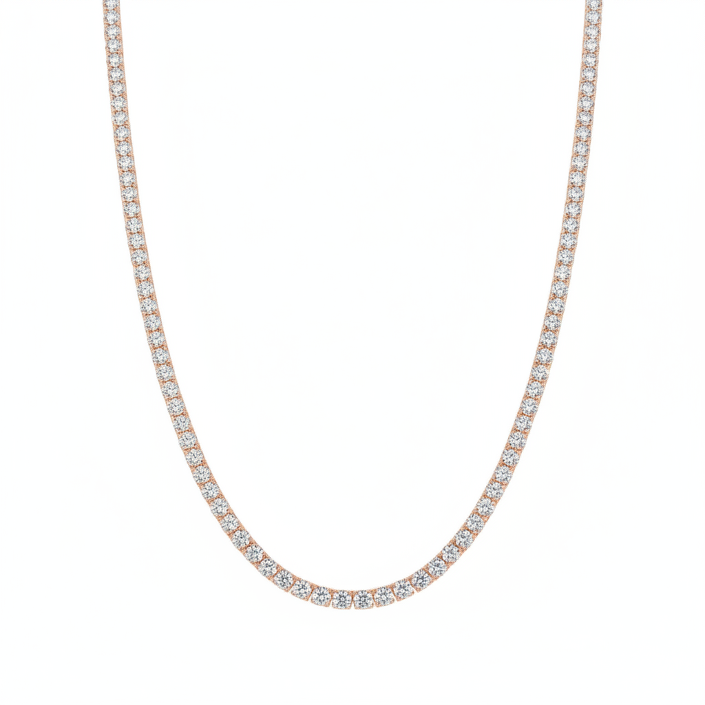שרשרת טניס 3 מ״מ Round Cut בציפוי זהב אדום Unisex