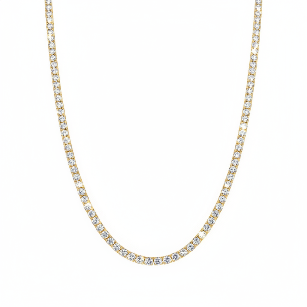 שרשרת טניס 3 מ״מ Round Cut בציפוי זהב Unisex