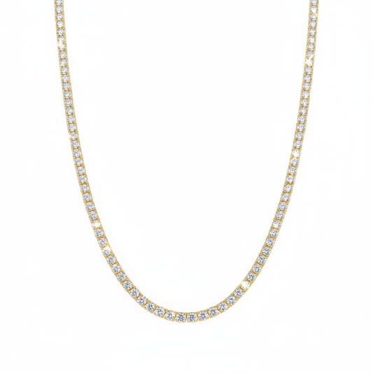 שרשרת טניס 3 מ״מ Round Cut בציפוי זהב Unisex