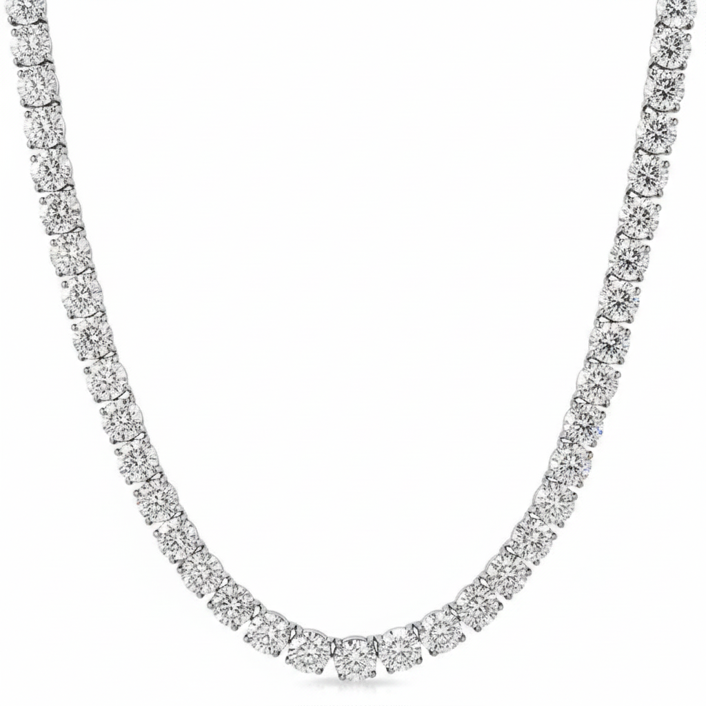 שרשרת טניס 5 מ״מ Round Cut בציפוי רודיום Unisex