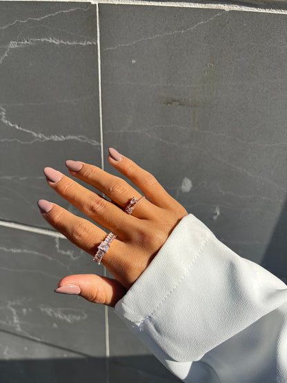 טבעת משובצת כסף 925 זהב אדום