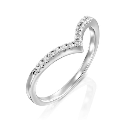 טבעת וי משובצת כסף 925 .ALWAYS ON