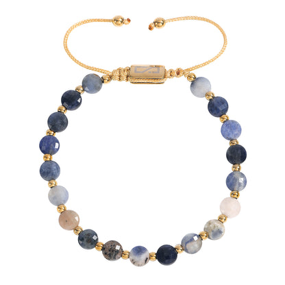 צמיד חרוזים צבעוניים בציפוי זהב לגבר