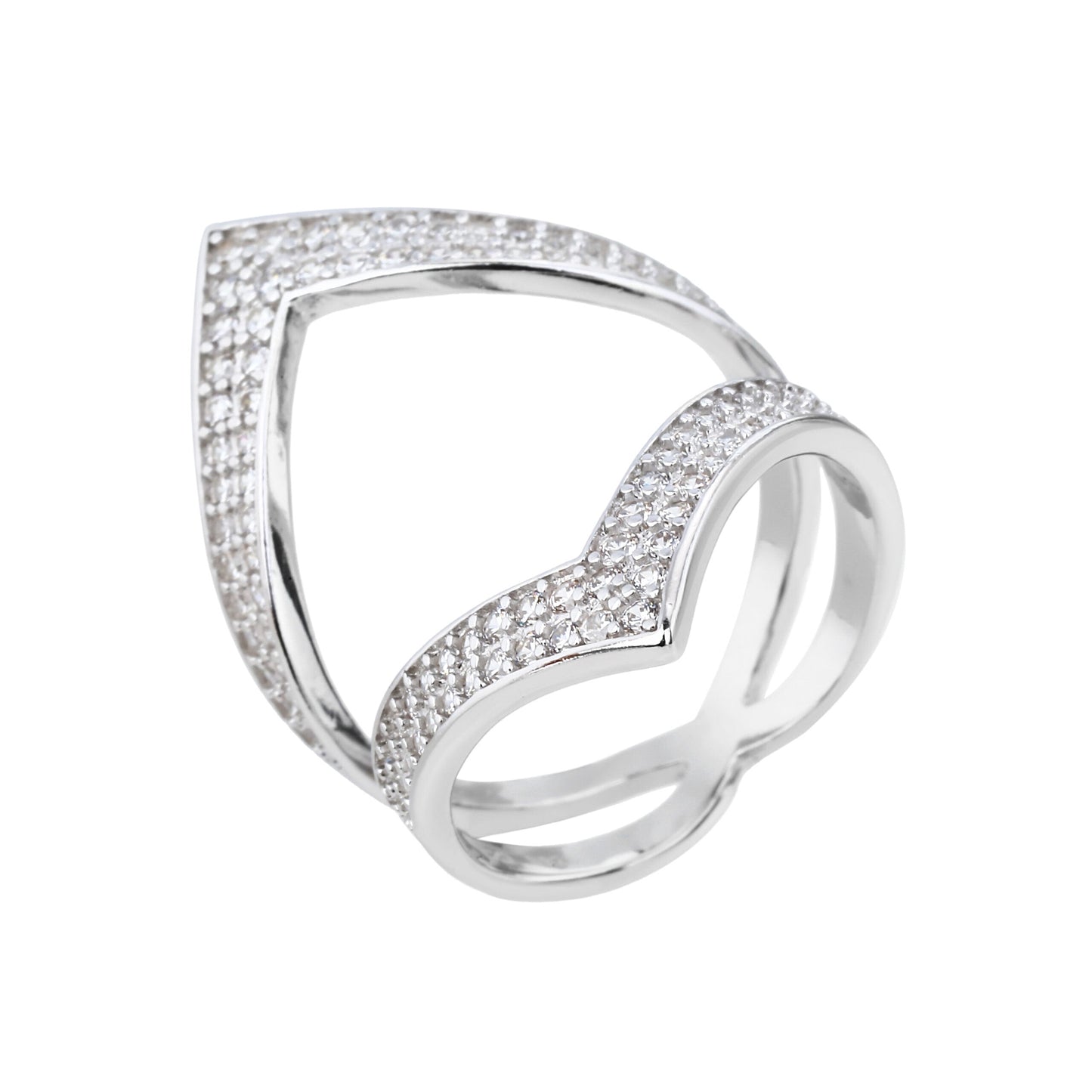 טבעת פתוחה משובצת כסף 925