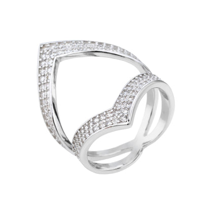 טבעת פתוחה משובצת כסף 925