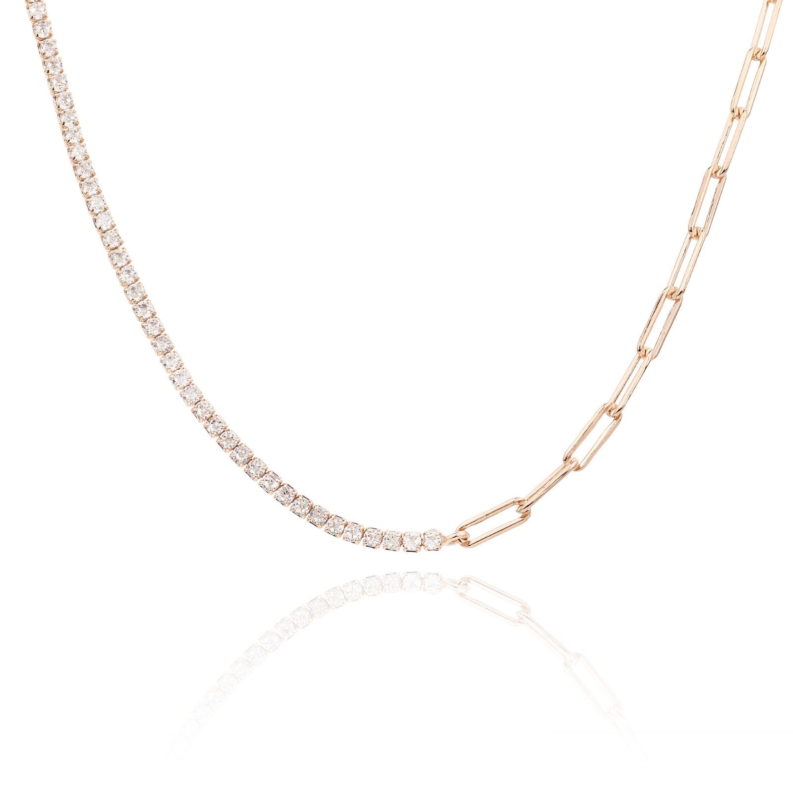 שרשרת טניס משולבת כסף 925 זהב אדום