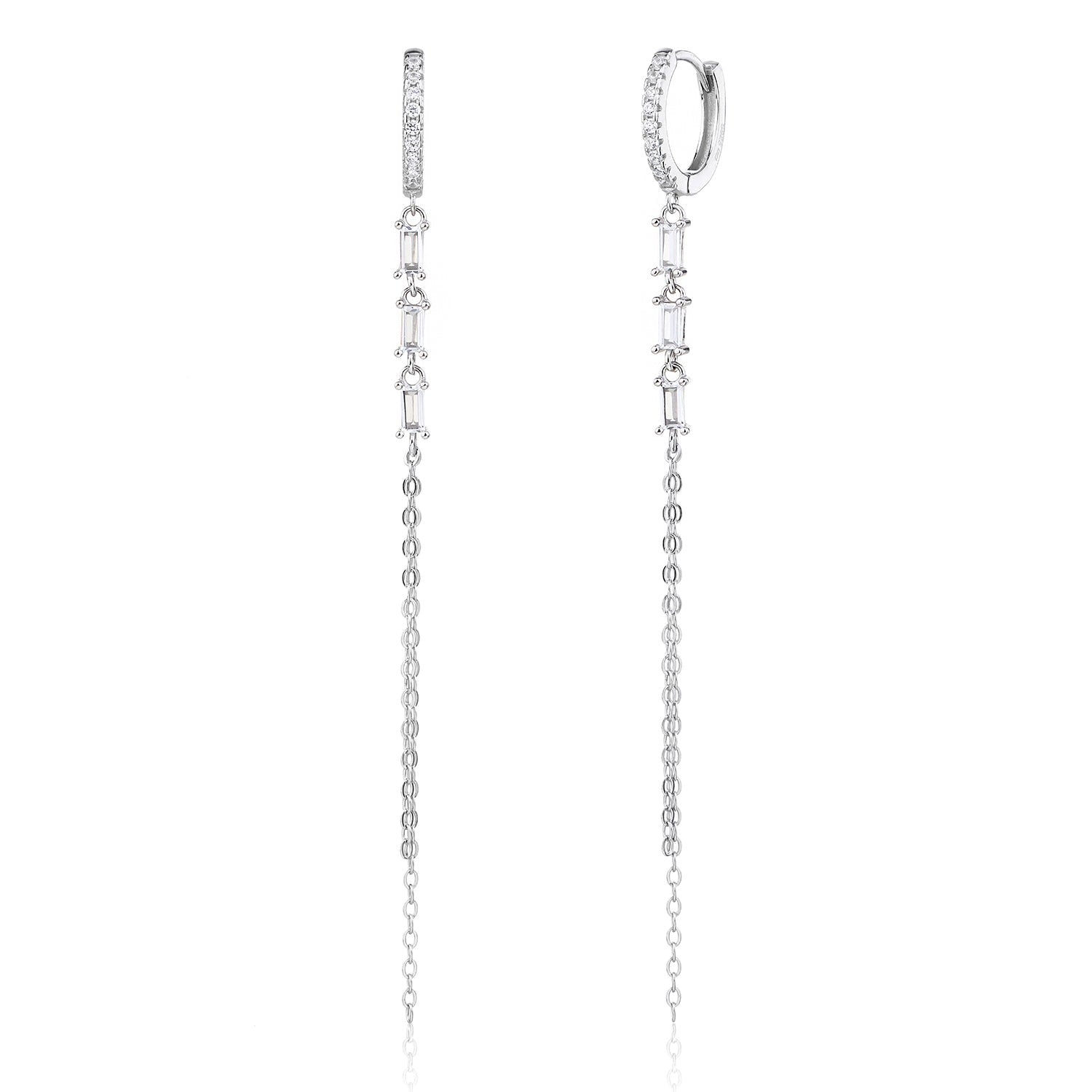 עגילי חישוק נופלים משובצים כסף 925