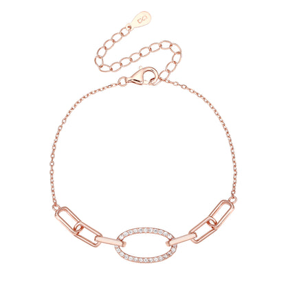 צמיד חוליות משובץ כסף 925 זהב אדום !BLING IT ON