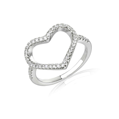 טבעת לב משובצת כסף 925 YOU&ME, BABY
