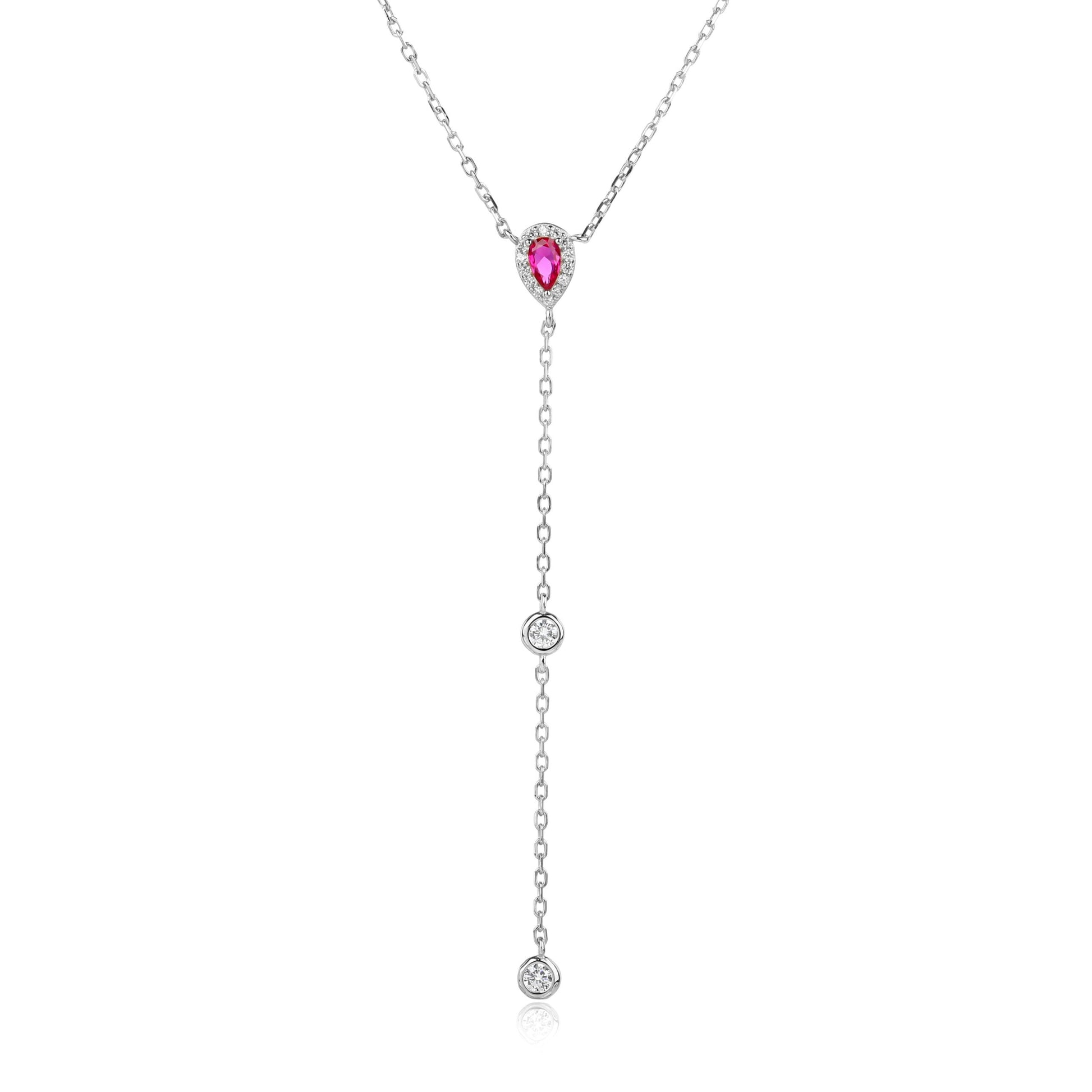 שרשרת נופלת משובצת ורודה כסף 925 !BLING IT ON