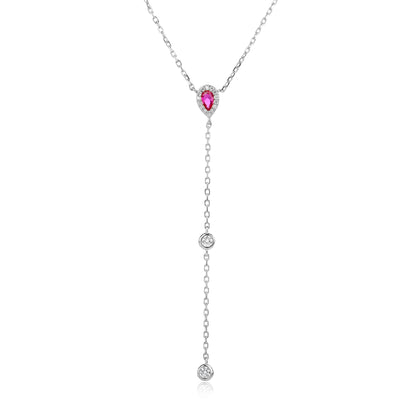 שרשרת נופלת משובצת ורודה כסף 925 !BLING IT ON