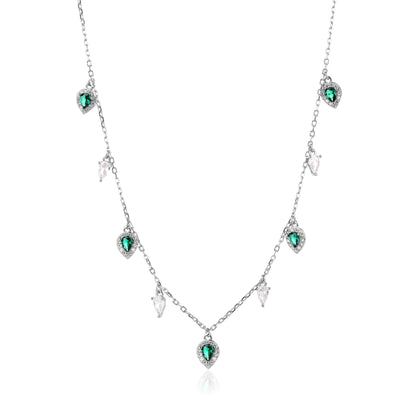 שרשרת צ'וקר עם תליוני טיפות ירוקות כסף 925 !BLING IT ON