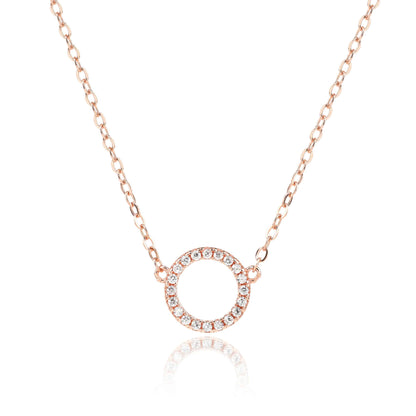 שרשרת עיגול משובץ כסף 925 זהב אדום .ALWAYS ON