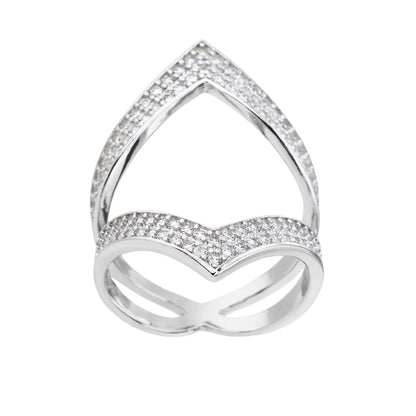 טבעת פתוחה משובצת כסף 925