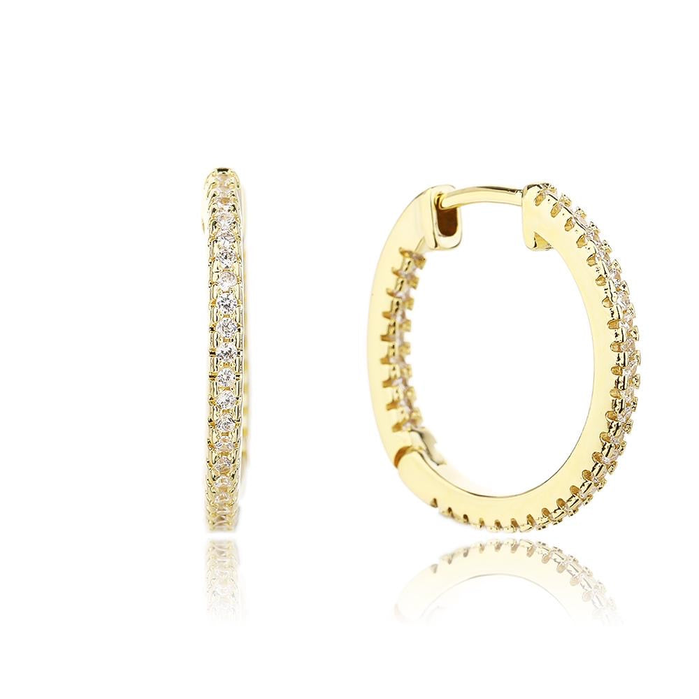 עגילי חישוק משובצים בציפוי זהב