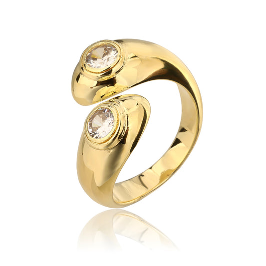 טבעת חישוק מחבקת בציפוי זהב 14K - BLING IT ON
