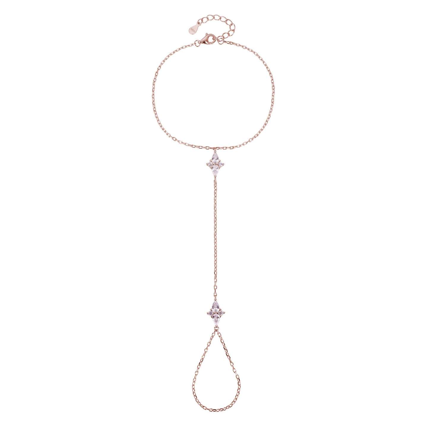 צמיד טבעת משובץ Pear cut בציפוי זהב אדום