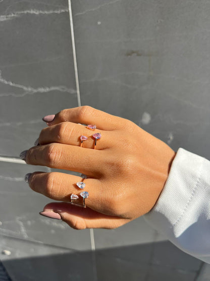 תמונת דוגמנית - טבעת שלוש אבנים כסף 925 !BLING IT ON