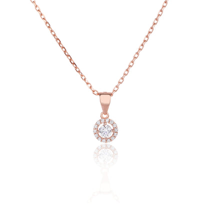 שרשרת תליון משובץ כסף 925 זהב אדום .ALWAYS ON