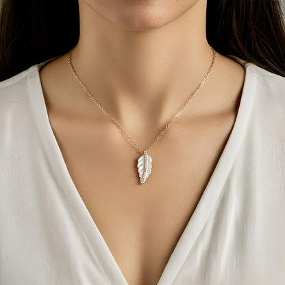 שרשרת צ׳וקר תליון נוצה כסף 925 זהב אדום